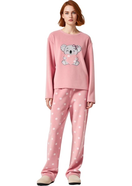Kız Çocuk Puantiyeli Polar Pijama Takımı Sevimli Koala Baskılı Fonksiyonel Dayanıklı Rahat fırsatları