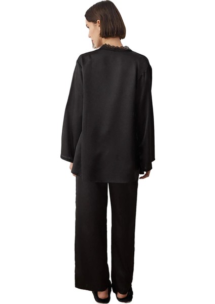 Kadın Saten Dokuma Pijama Takımı Üçlü Set Fonksiyonel Dayanıklı Kaliteli Konforlu Estetik Şık indirimleri