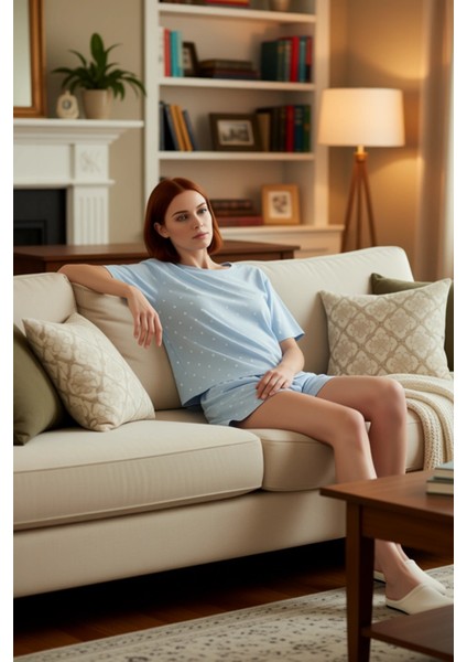 Kadın Puantiyeli Kalpli Pijama Takımı Fonksiyonel Dayanıklı Kaliteli Konforlu Estetik Spor indirimleri