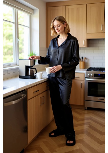 Kadın Zebra Desenli Saten Gömlek ve Pantolon Pijama Takımı Fonksiyonel Dayanıklı Kaliteli Şık fiyatları