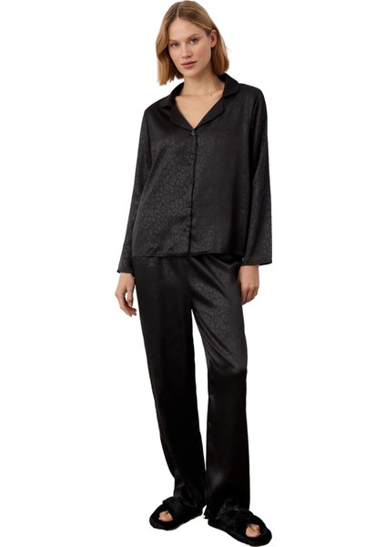 Kadın Zebra Desenli Saten Gömlek ve Pantolon Pijama Takımı Fonksiyonel Dayanıklı Kaliteli Şık fırsatları