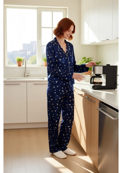 Kadin Galaksi Desenli Viskon Pijama Takımı Fonksiyonel Dayanıklı Kaliteli Konforlu Estetik fiyatları