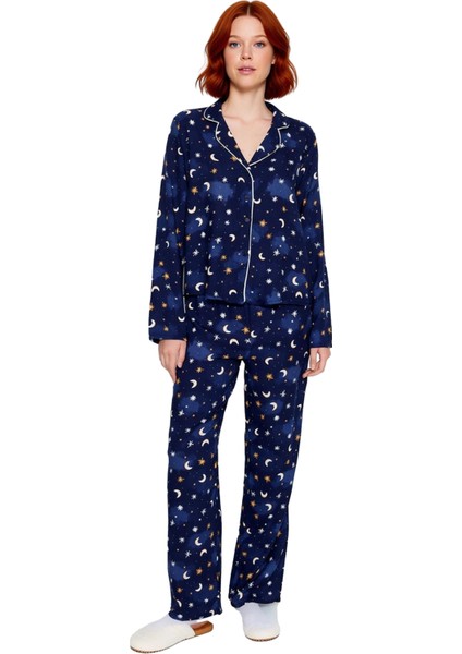 Kadin Galaksi Desenli Viskon Pijama Takımı Fonksiyonel Dayanıklı Kaliteli Konforlu Estetik fırsatları