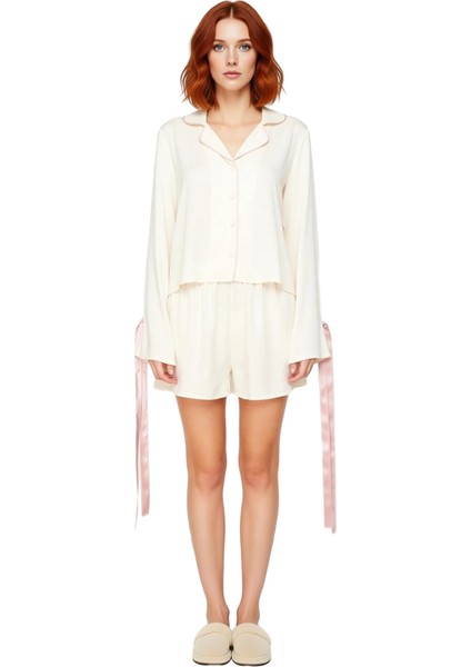 Kadın Viskon Pijama Takımı Fiyonklu Kurdele Detaylı Fonksiyonel Dayanıklı Kaliteli Estetik modelleri