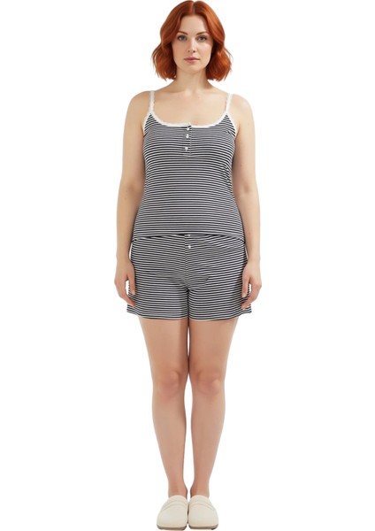 Kadın Çizgili Ince Askılı Pijama Takımı Fonksiyonel Dayanıklı Kaliteli Konforlu Estetik Şık fırsatları