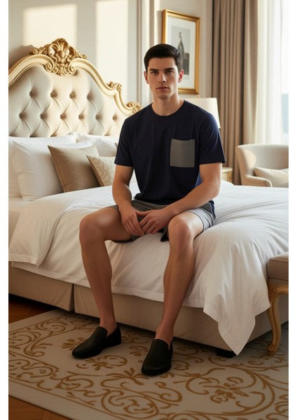 Erkek Waffle Dokulu Bisiklet Yaka Pijama Takımı Fonksiyonel Dayanıklı Kaliteli Konforlu Şık modelleri