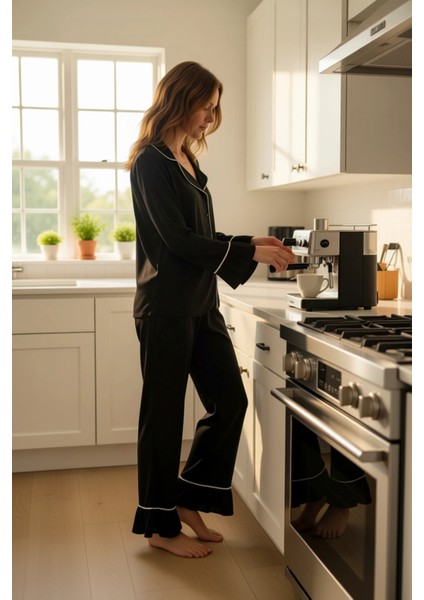 Kadın Viskon Dokuma Gömlek ve Pantolon Pijama Takımı Şık Detaylı Fonksiyonel Dayanıklı Spor fiyatları