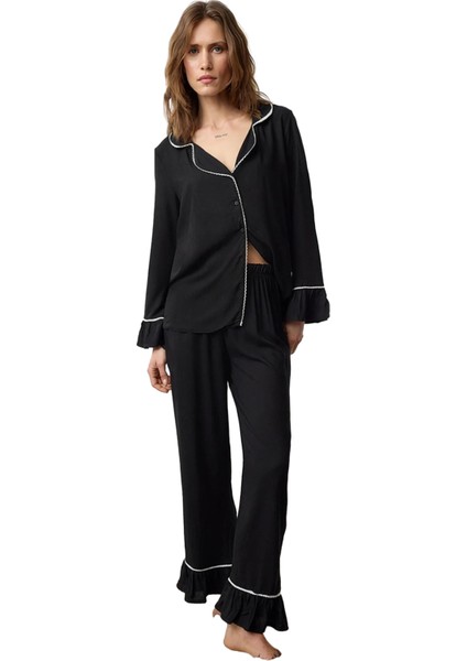 Kadın Viskon Dokuma Gömlek ve Pantolon Pijama Takımı Şık Detaylı Fonksiyonel Dayanıklı Spor fırsatları