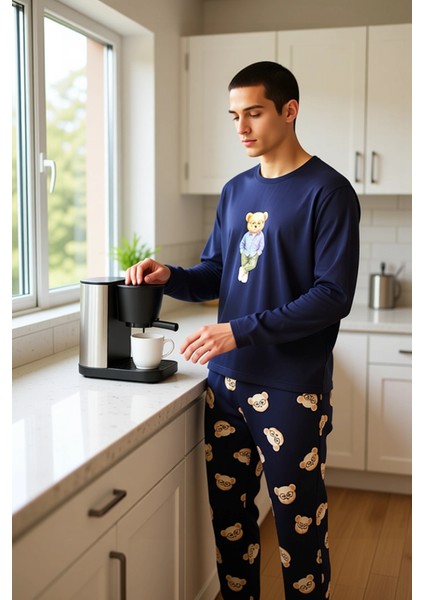 Erkek Ayıcık Desenli Regular Fit Pijama Takımı Fonksiyonel Dayanıklı Kaliteli Konforlu Şık fiyatları