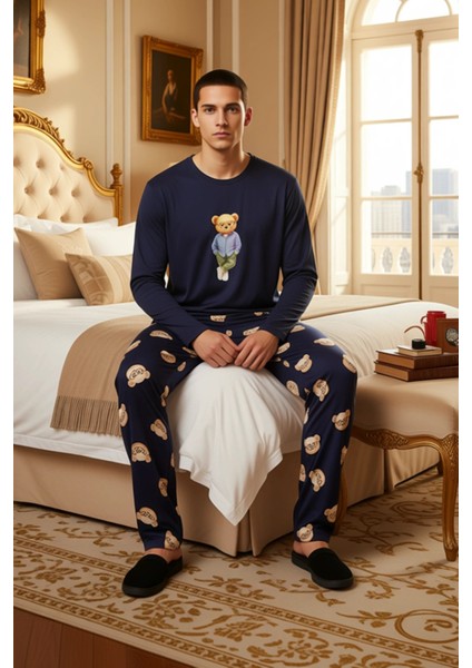 Erkek Ayıcık Desenli Regular Fit Pijama Takımı Fonksiyonel Dayanıklı Kaliteli Konforlu Şık modelleri