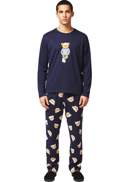 Erkek Ayıcık Desenli Regular Fit Pijama Takımı Fonksiyonel Dayanıklı Kaliteli Konforlu Şık fırsatları