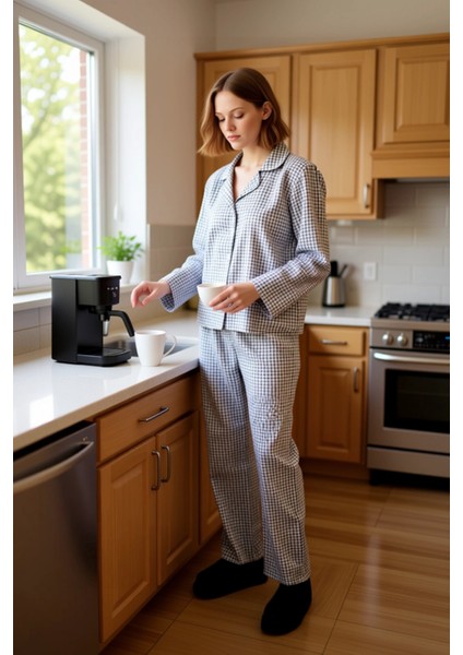 Kadın Ekose Flanel Gömlek Pantolon Pijama Takımı Fonksiyonel Dayanıklı Kaliteli Konforlu Şık fiyatları