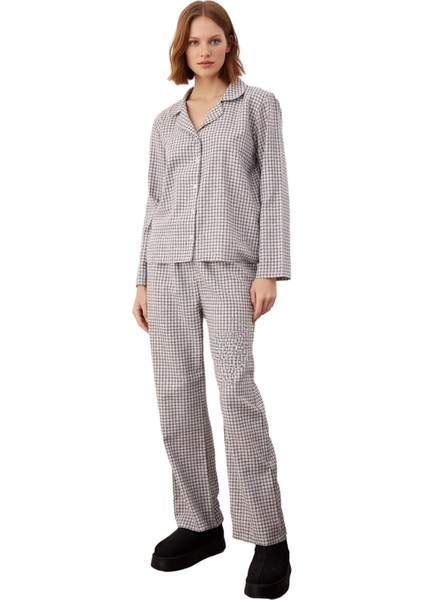 Kadın Ekose Flanel Gömlek Pantolon Pijama Takımı Fonksiyonel Dayanıklı Kaliteli Konforlu Şık fırsatları
