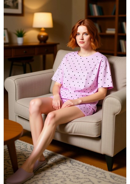 Kadın Puantiyeli Kalpli Pijama Takımı Fonksiyonel Dayanıklı Kaliteli Konforlu Estetik Spor indirimleri