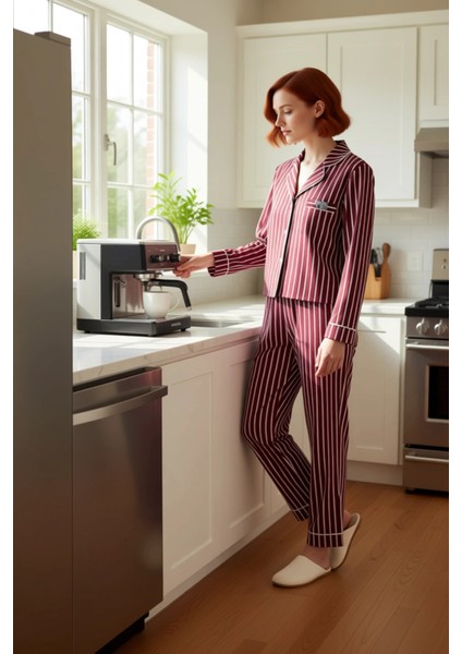 Kadın Açık Çizgili Penguen Detaylı Pijama Takımı Fonksiyonel Dayanıklı Kaliteli Konforlu Şık fiyatları