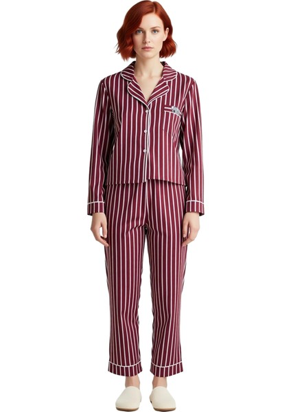 Kadın Açık Çizgili Penguen Detaylı Pijama Takımı Fonksiyonel Dayanıklı Kaliteli Konforlu Şık fırsatları