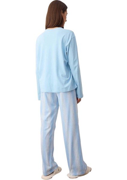 Kadın Kışlık Antrasit Çizgili Pamuklu Pijama Fonksiyonel Dayanıklı Kaliteli Konforlu Rahat fırsatları