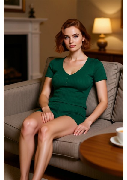Kadın Fitilli V Yaka Şortlu Pijama Takımı Fonksiyonel Dayanıklı Kaliteli Konforlu Estetik Şık modelleri