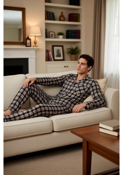 Erkek Flanel Ekose Pijama Gömlek ve Pantolon Seti Fonksiyonel Dayanıklı Kaliteli Konforlu Şık fırsatları