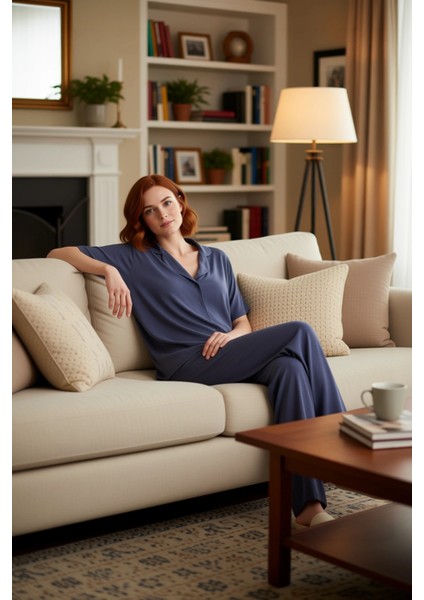 Kadın Rahat Kalıp Viskon Pijama Takımı Fonksiyonel Dayanıklı Kaliteli Konforlu Estetik Şık fırsatları