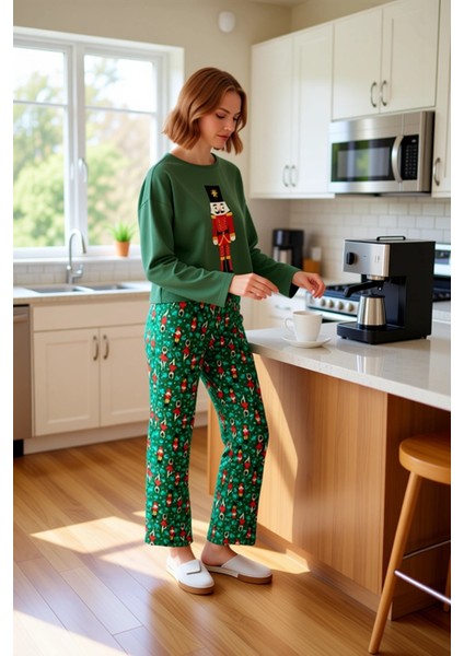 Kadın Yılbaşı Temalı Bisiklet Yaka Düşük Kol Pijama Takımı Fonksiyonel Dayanıklı Kaliteli Şık fiyatları