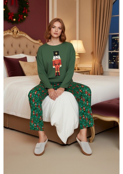 Kadın Yılbaşı Temalı Bisiklet Yaka Düşük Kol Pijama Takımı Fonksiyonel Dayanıklı Kaliteli Şık modelleri