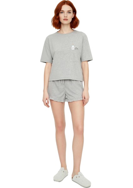 Kadın Süt Şişesi Baskılı Şortlu Pijama Takımı Fonksiyonel Dayanıklı Kaliteli Konforlu Spor fiyatları