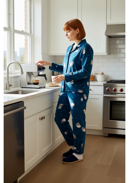 Kadın Petrol Penguen Desenli Polar Pijama Takımı Fonksiyonel Dayanıklı Kaliteli Konforlu Şık fiyatları