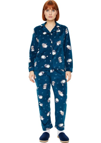Kadın Petrol Penguen Desenli Polar Pijama Takımı Fonksiyonel Dayanıklı Kaliteli Konforlu Şık fırsatları