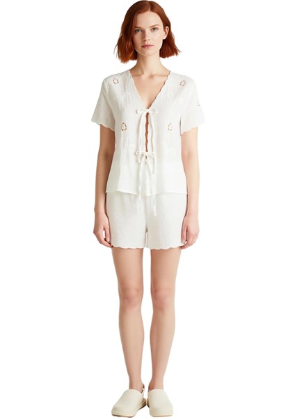 Kadın Müslin Dokuma Gömlek Şort Pijama Takımı Nakış Detaylı Fonksiyonel Dayanıklı Kaliteli fiyatları