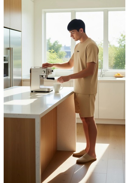 Erkek Pamuklu Lounge Takımı Bisiklet Yaka Kısa Kollu Slogan Baskılı Fonksiyonel Dayanıklı Şık