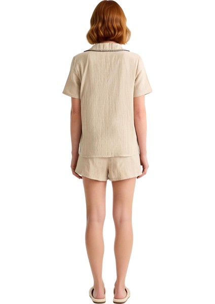 Kadın Müslin Pijama Takımı Gömlek Şort Karyoka Dikişli Fonksiyonel Dayanıklı Kaliteli Spor fırsatları