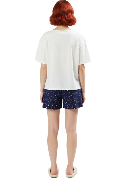 Kadın Yıldız Desenli Bisiklet Yaka Şortlu Pijama Takımı Fonksiyonel Dayanıklı Kaliteli Şık modelleri