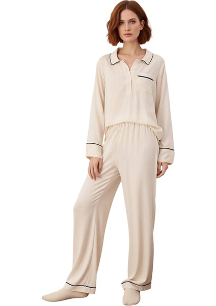 Kadın Viskon Dokuma Pijama Takımı Şık Ev Giyim Fonksiyonel Dayanıklı Kaliteli Konforlu Spor fırsatları