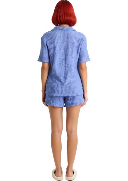 Kadın Bürümcük Pijama Takımı Gömlek ve Şort Fonksiyonel Dayanıklı Kaliteli Konforlu Modern fırsatları