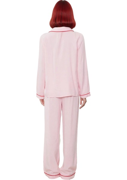 Kadın Açık Kalp Nakışlı Viskon Pijama Takımı Fonksiyonel Dayanıklı Kaliteli Konforlu Rahat indirimleri