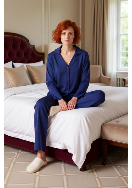 Kadın Kurdele Nakışlı Gömlek Pantolon Pijama Takımı Fonksiyonel Dayanıklı Kaliteli Estetik modelleri