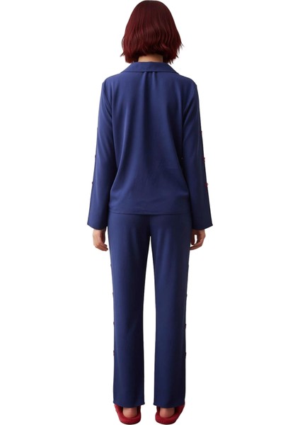 Kadın Kurdele Nakışlı Gömlek Pantolon Pijama Takımı Fonksiyonel Dayanıklı Kaliteli Estetik indirimleri