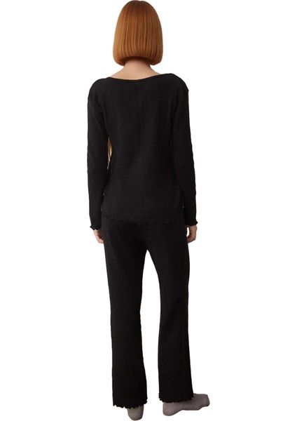 Kadın V Yaka Fitilli Örme Pijama Takımı Fonksiyonel Dayanıklı Kaliteli Konforlu Estetik Şık indirimleri