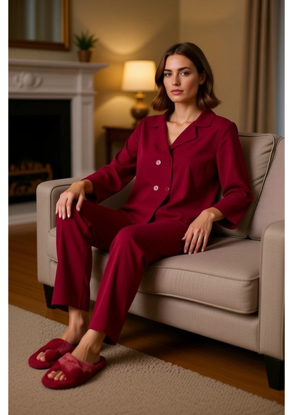 Kadin Viskon Dokuma Pijama Takımı Lounge Giyim Fonksiyonel Dayanıklı Kaliteli Konforlu Şık