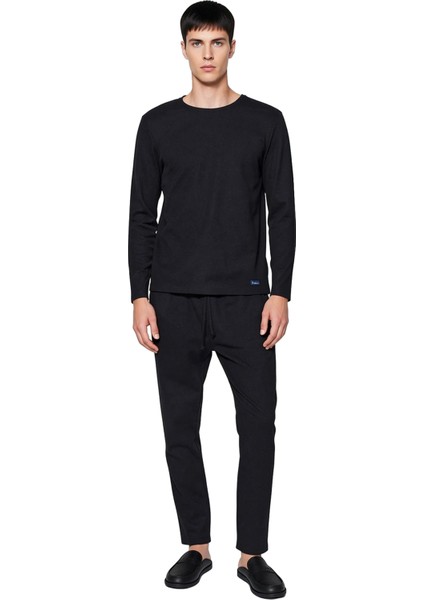 Erkek Waffle Dokulu Pijama Takımı Bisiklet Yaka Uzun Kollu Regular Fit Fonksiyonel Estetik fırsatları