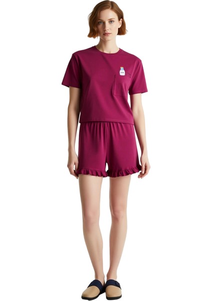 Kadın Süt Şişesi Baskılı Şortlu Pijama Takımı Fonksiyonel Dayanıklı Kaliteli Konforlu Spor fiyatları