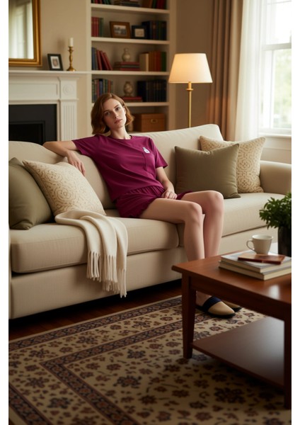 Kadın Süt Şişesi Baskılı Şortlu Pijama Takımı Fonksiyonel Dayanıklı Kaliteli Konforlu Spor modelleri