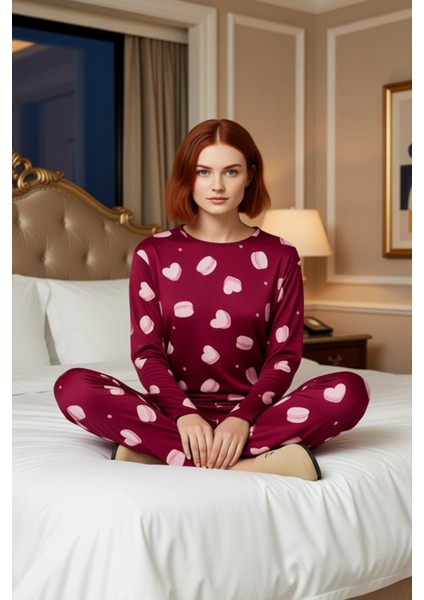 Kadin Kalp ve Makaron Desenli Pamuklu Pijama Takımı Fonksiyonel Dayanıklı Kaliteli Estetik modelleri