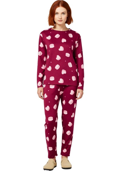 Kadin Kalp ve Makaron Desenli Pamuklu Pijama Takımı Fonksiyonel Dayanıklı Kaliteli Estetik fırsatları