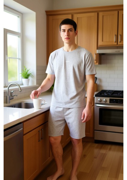 Erkek Regular Fit Çizgili Şortlu Pijama Takımı Fonksiyonel Dayanıklı Kaliteli Konforlu Şık fiyatları