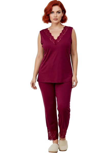 Kadın V Yaka Dantel Detaylı Örme Pijama Takımı Fonksiyonel Dayanıklı Kaliteli Konforlu Şık fırsatları
