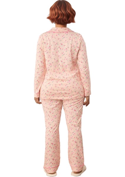 Kadın Çiçekli Gömlek Yaka Uzun Kollu Pijama Takımı Fonksiyonel Dayanıklı Kaliteli Konforlu indirimleri