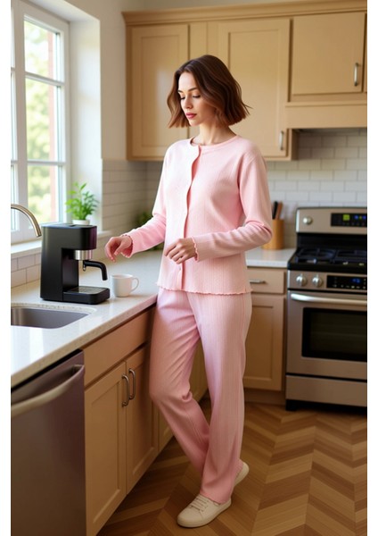 Kadın Fitilli Hırkalı Pijama Takımı Fonksiyonel Dayanıklı Kaliteli Konforlu Estetik Modern fiyatları