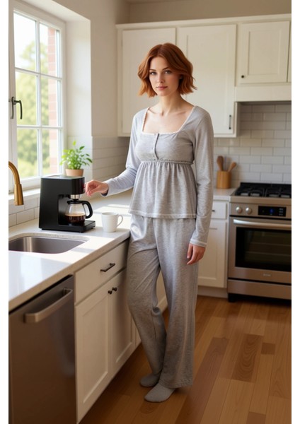 Kadın Melanj Kare Yaka Dantel Detaylı Pijama Takımı Fonksiyonel Dayanıklı Kaliteli Estetik fiyatları